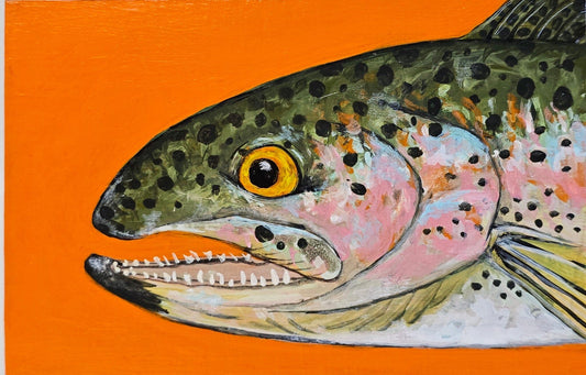 4" x 6" Original Rainbow Trout Painting #3 on Cradled Wood Panel – Acrylic Fine Art Elizabeth Schowachert
