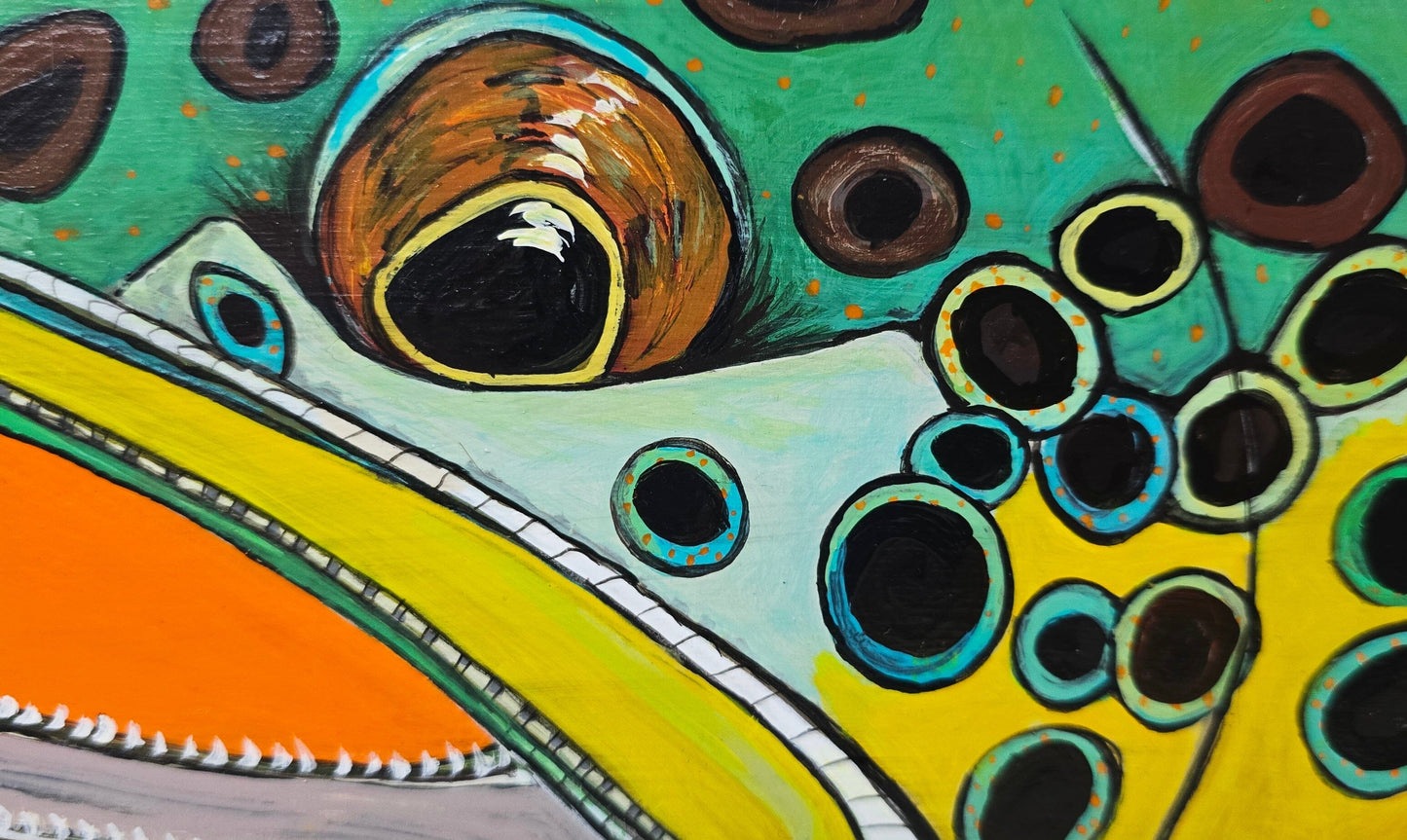 6" x 8" Original Rainbow Trout Painting on Cradled Wood Panel – Acrylic Fine Art Elizabeth Schowachert