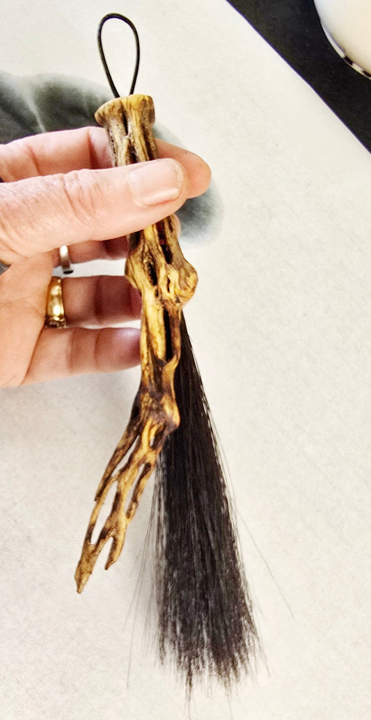 Black Horsehair Brush with Cholla Cactus Handle Elizabeth Schowachert Art