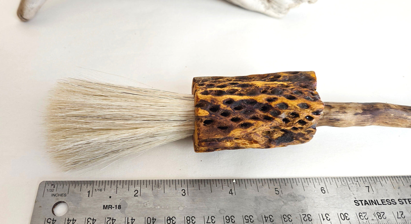 Driftwood and Cholla Gesture Brush with White Horsehair Paintbrushes Elizabeth Schowachert Art