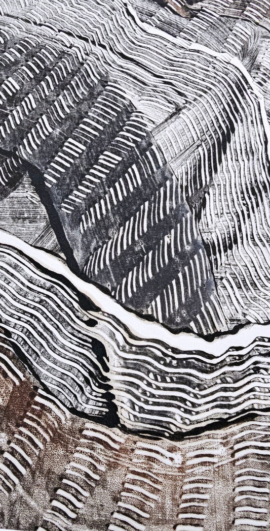 "Earth's Echo" Encaustic MonoType on Paper Artwork Elizabeth Schowachert Art