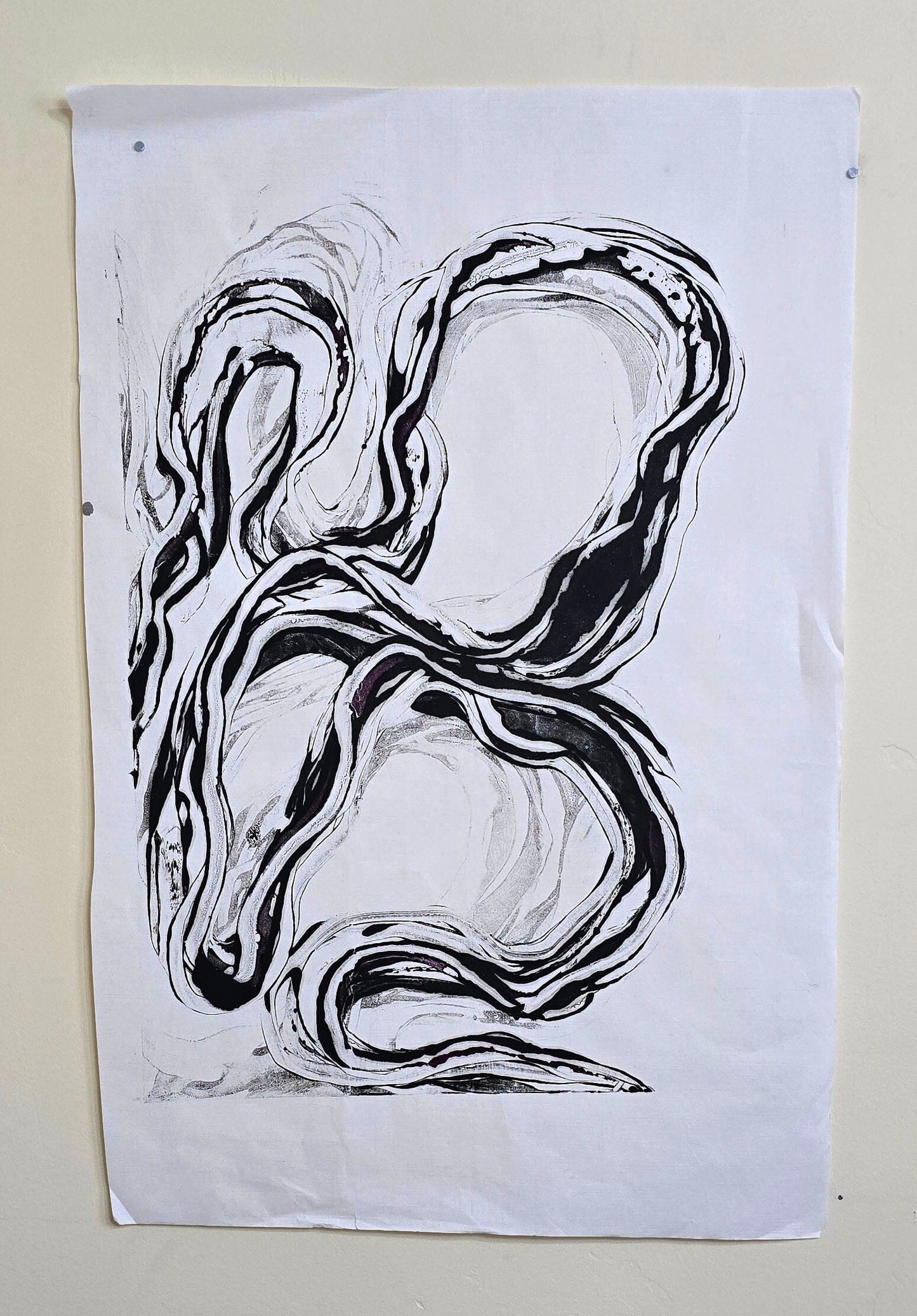 Encaustic Monotype "Unwinding" on Asian Mulberry Paper – 16" x 22" Artwork Elizabeth Schowachert Art