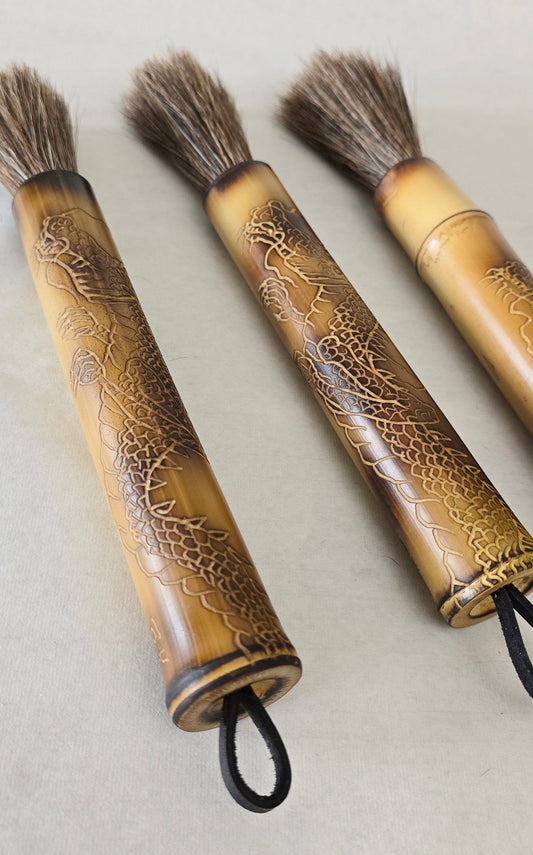 Handcrafted Sumi-e Brush – Bamboo Handle with Dragon Engraving Paint Brush Elizabeth Schowachert Art