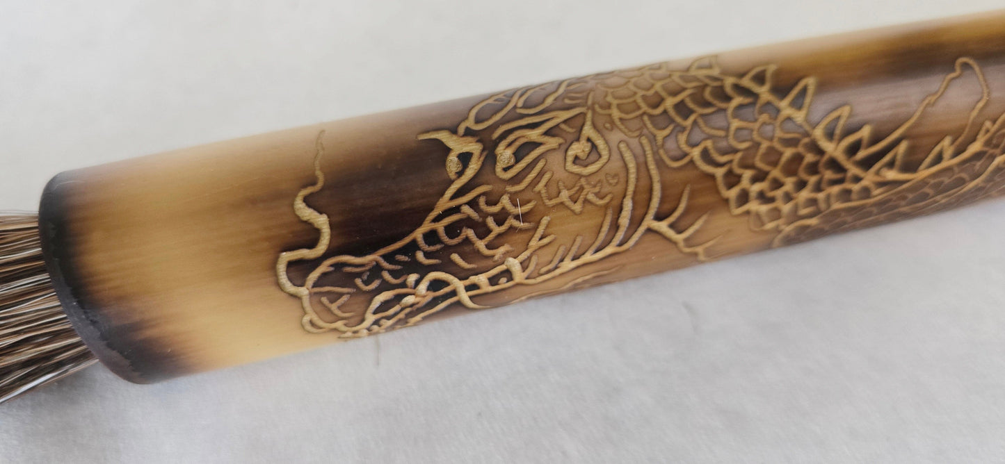 Handcrafted Sumi-e Brush – Bamboo Handle with Dragon Engraving Paint Brush Elizabeth Schowachert Art