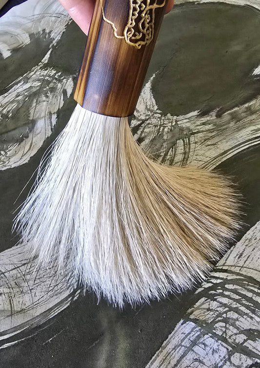 Handcrafted Sumi-e Brush – Bamboo Handle with Dragon Engraving Paint Brush Elizabeth Schowachert Art