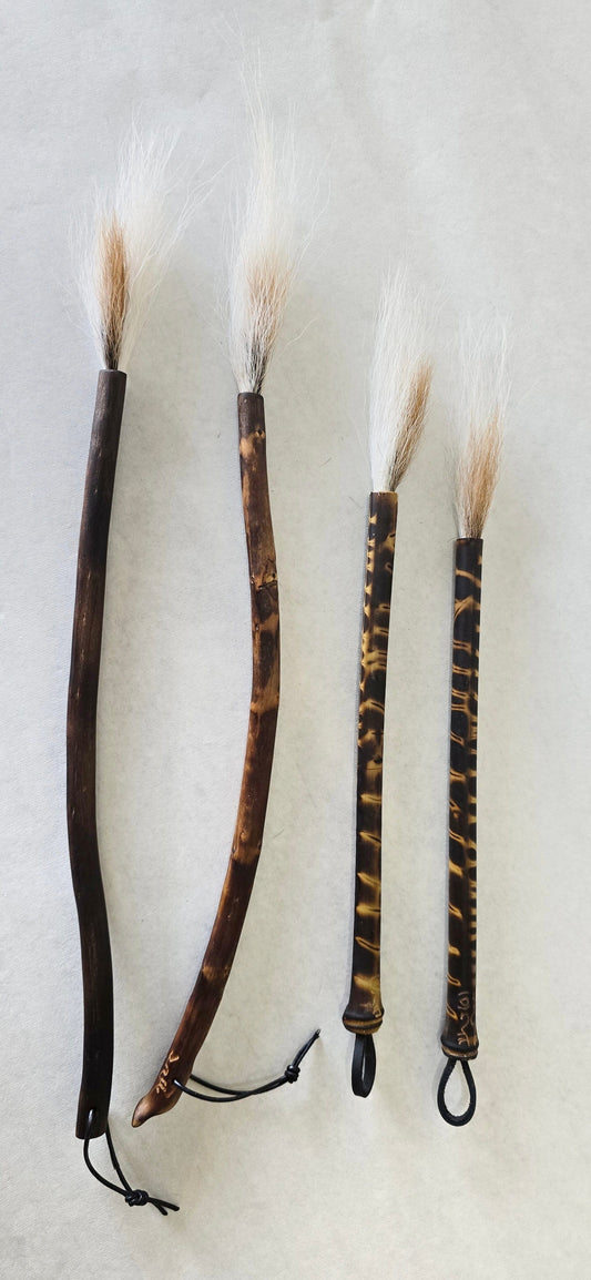 Handcrafted White Deer Tail Fine Point Paint Brush – Bamboo or Driftwood Handle Fine Point Paint brush Elizabeth Schowachert Art