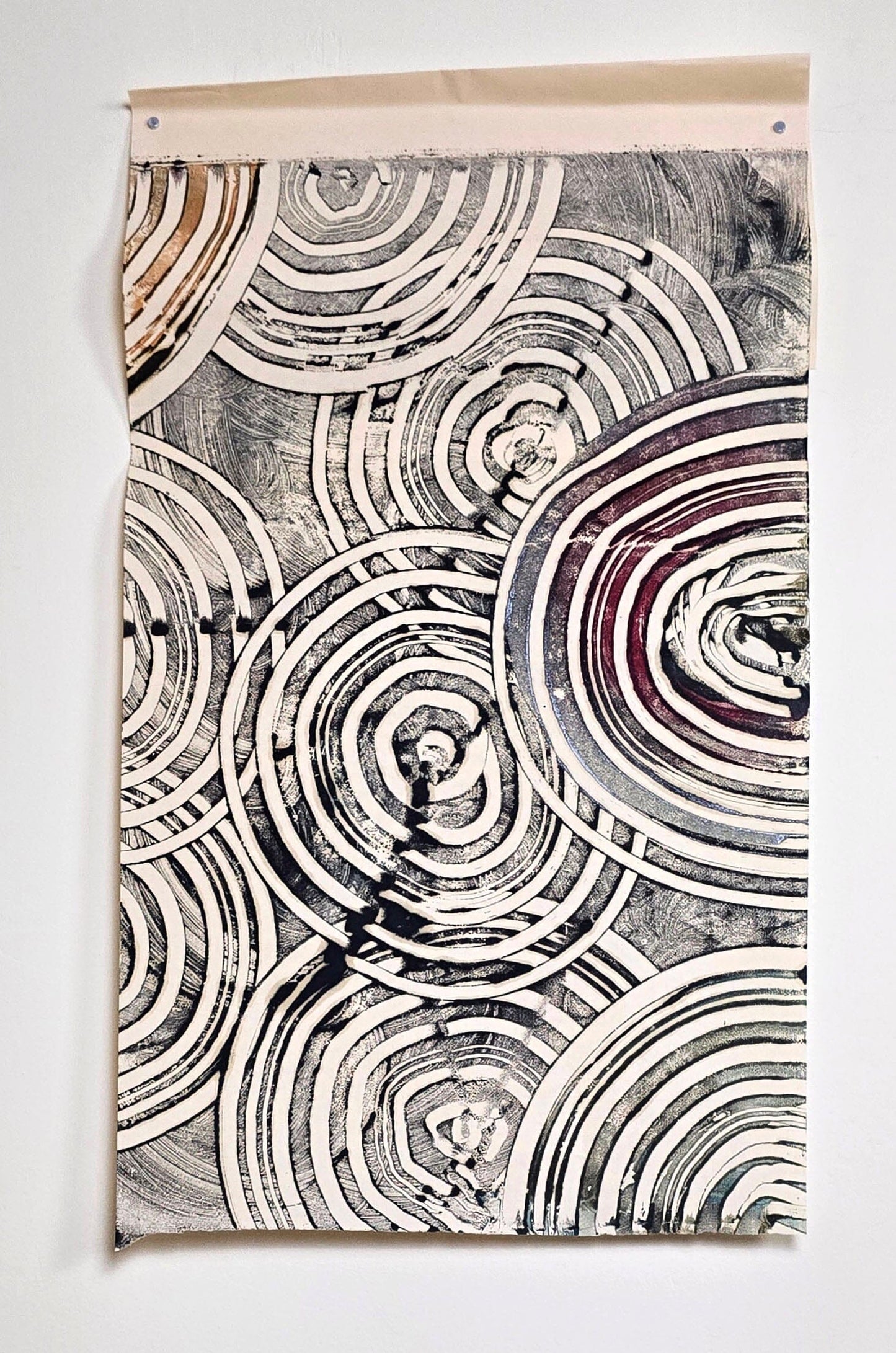 Intervals — Encaustic Monotype on Handmade Bamboo Paper Artwork Elizabeth Schowachert Art