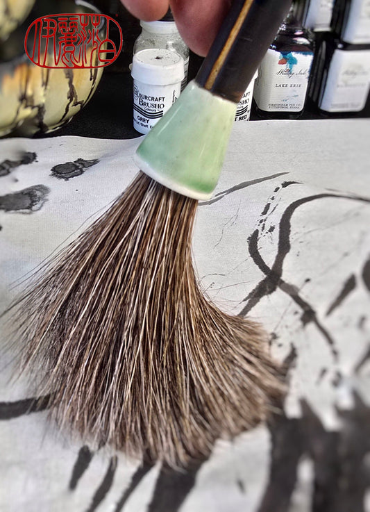 Mixed Horsehair Brush with Bamboo Handle and Ceramic Ferrule Paintbrush Elizabeth Schowachert Art