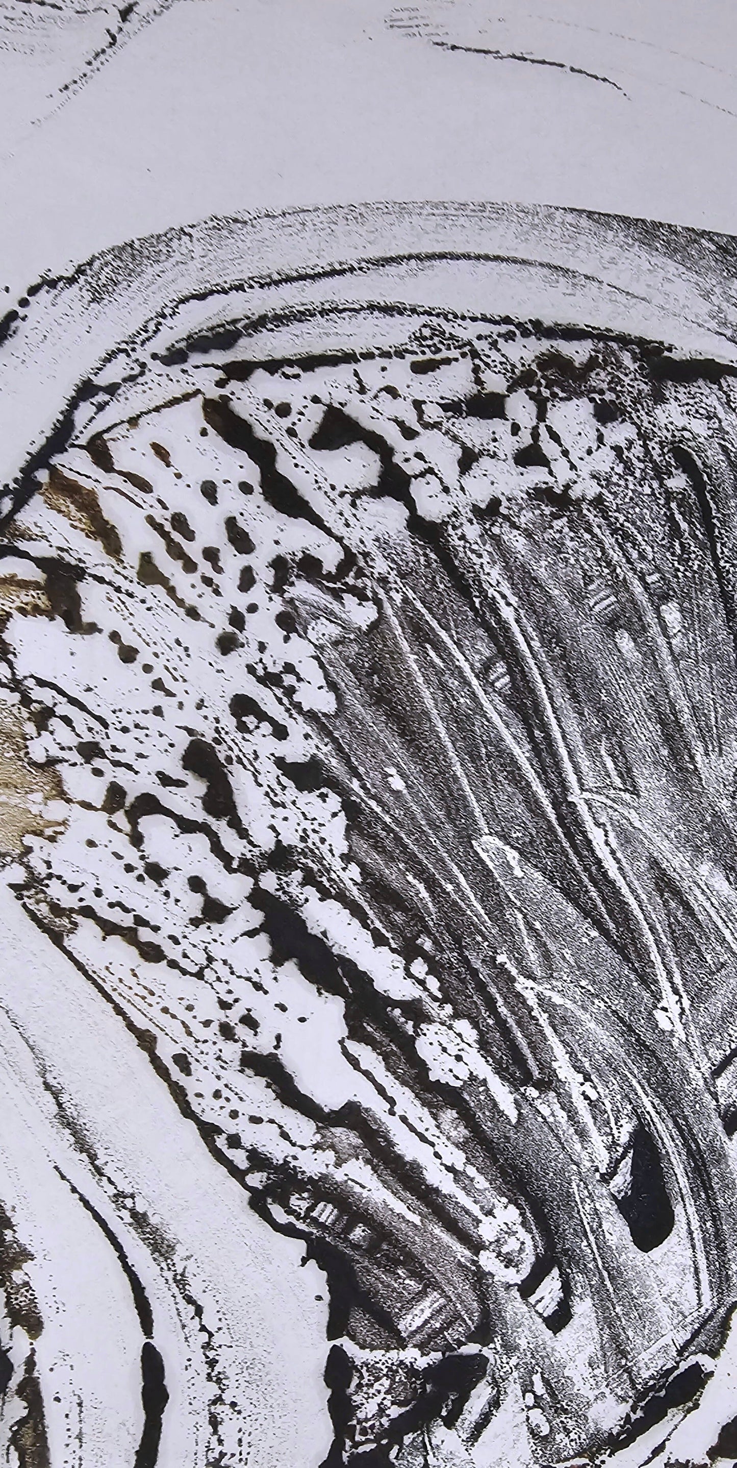 "Monochrome 1" Encaustic MonoType on Paper Artwork Elizabeth Schowachert Art