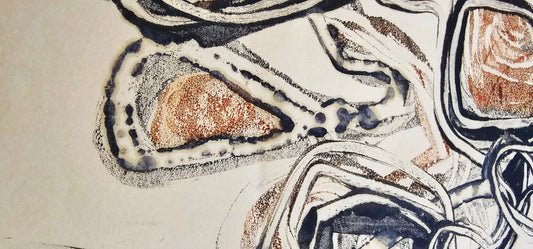 "Organic Interplay in Sepia" Encaustic MonoType on Paper Artwork Elizabeth Schowachert Art