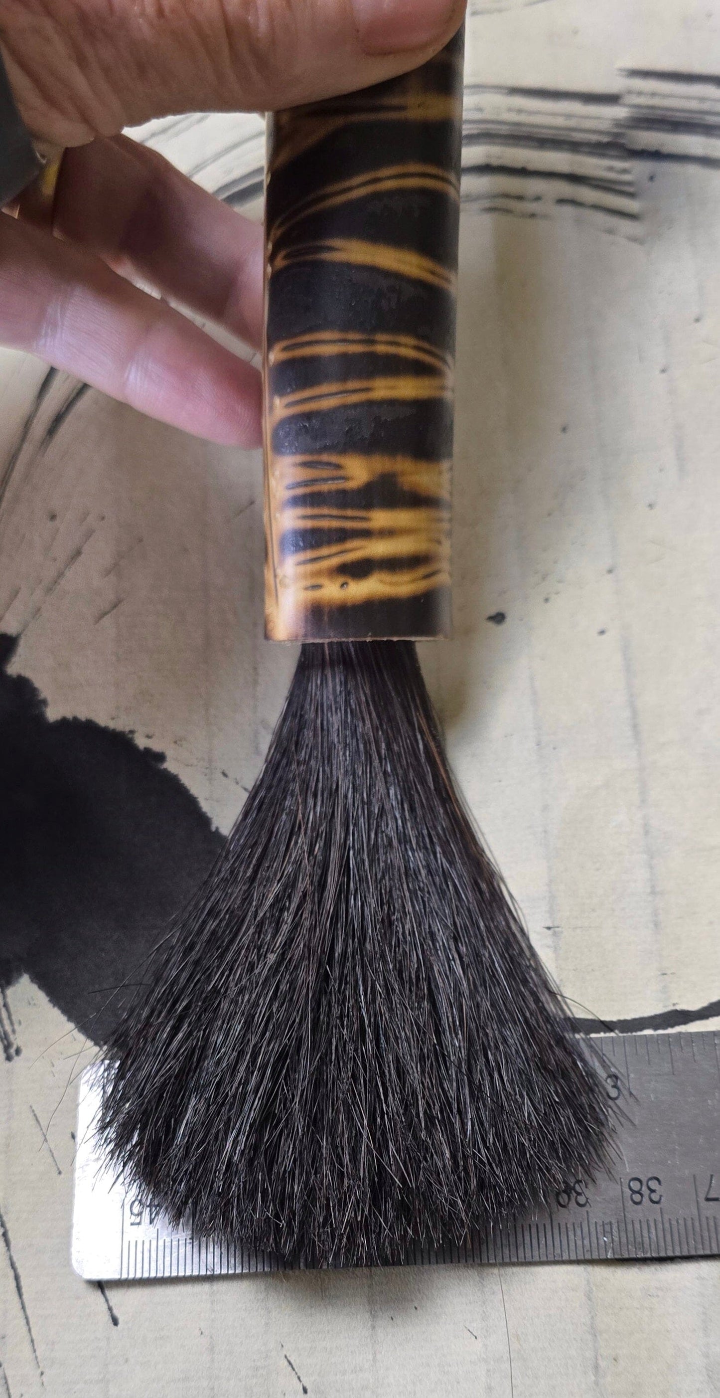 Premium Horsehair Sumi-e Brush with Burned Bamboo Handle Paintbrush Elizabeth Schowachert Art