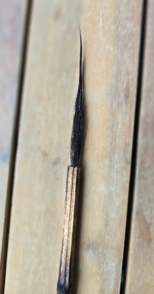 Skunk Bristle Brush – Bamboo Handle with Leather Hanging Strap Sumi-e Paintbrush Elizabeth Schowachert Art