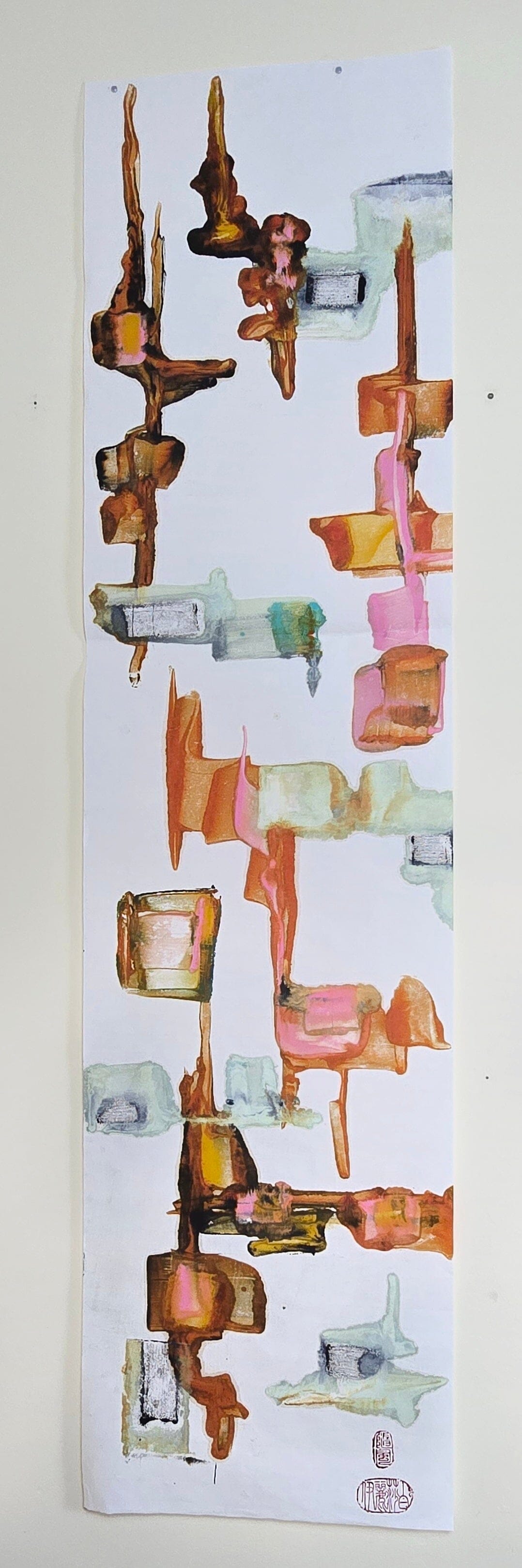 Vertical Composition No. 2 - Encaustic Monotype on Handmade Asian Paper Artwork Elizabeth Schowachert Art