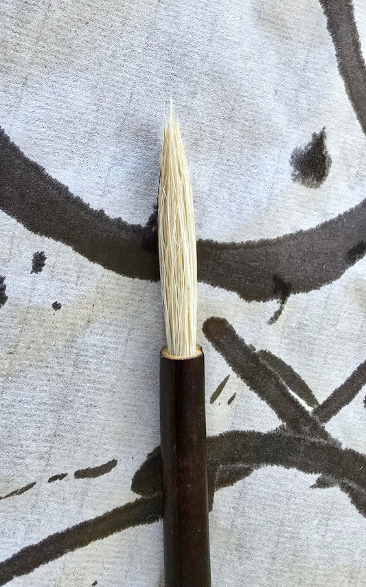 White Horsehair Fine Point Brush – Black Bamboo Handle Paintbrush Elizabeth Schowachert Art