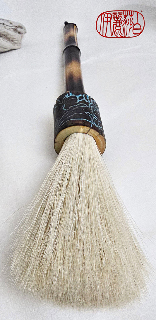 White Horsehair Sumi-e Style Brush with Tapered Bristle Head, Bamboo Handle and Driftwood Ferrule Paint brush Elizabeth Schowachert Art