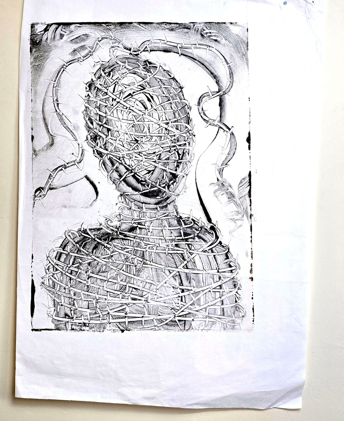 Within Resistance – Original Encaustic Monotype on Handmade Asian Paper Artwork Elizabeth Schowachert Art