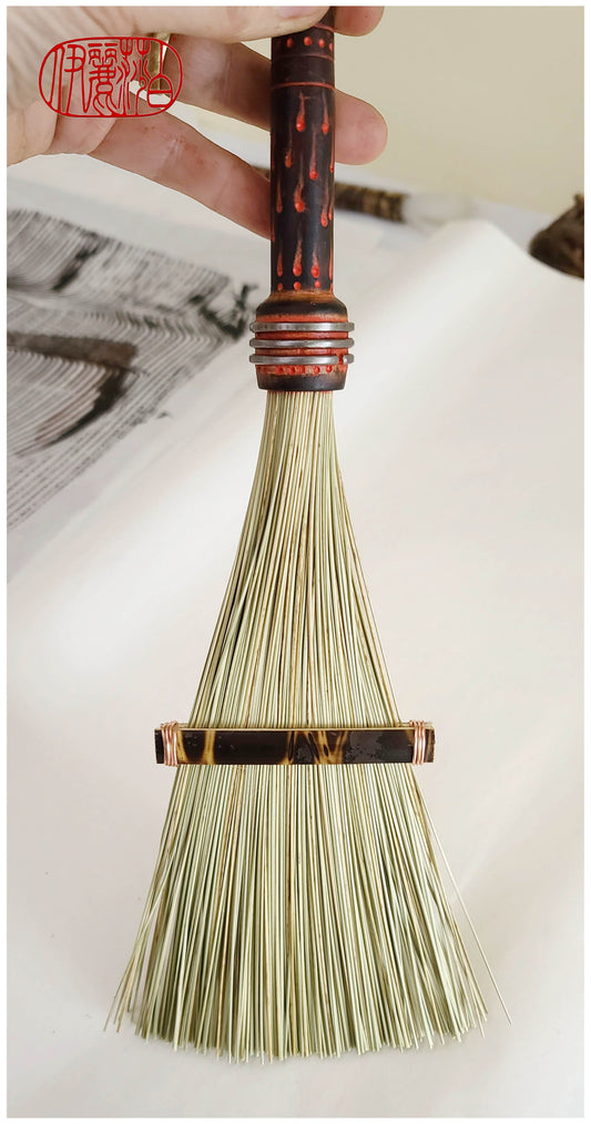 African Broom Fiber Fan (9" Long) Paintbrush With Bobbin Handle Art Supplies Elizabeth Schowachert Art