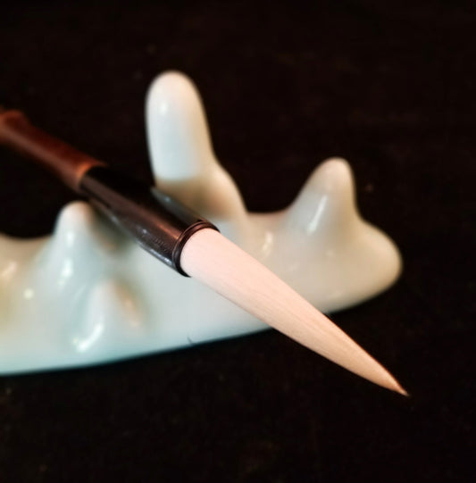 Asian Calligraphy Brush 8.5 inch Bamboo Handle 1.75 inch Goat Hair Bristles | All Natural Fibers - Elizabeth Schowachert Art