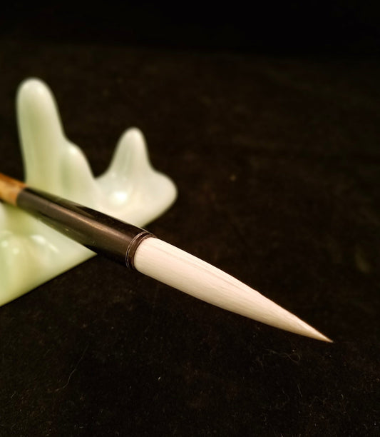 Asian Calligraphy Brush 8.5 inch Bamboo Handle 2 inch Sheep Hair Bristles | All Natural Fibers - Elizabeth Schowachert Art