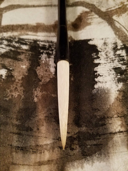 Asian Calligraphy Brush 8.5 inch Handle 2.25 inch Sheep Hair Bristles | All Natural Fibers - Elizabeth Schowachert Art
