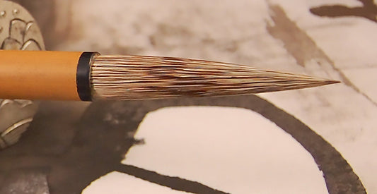 Asian Calligraphy Brush 8.75 inch Bamboo Handle 2.5 inch Natural Hair Bristles - Elizabeth Schowachert Art
