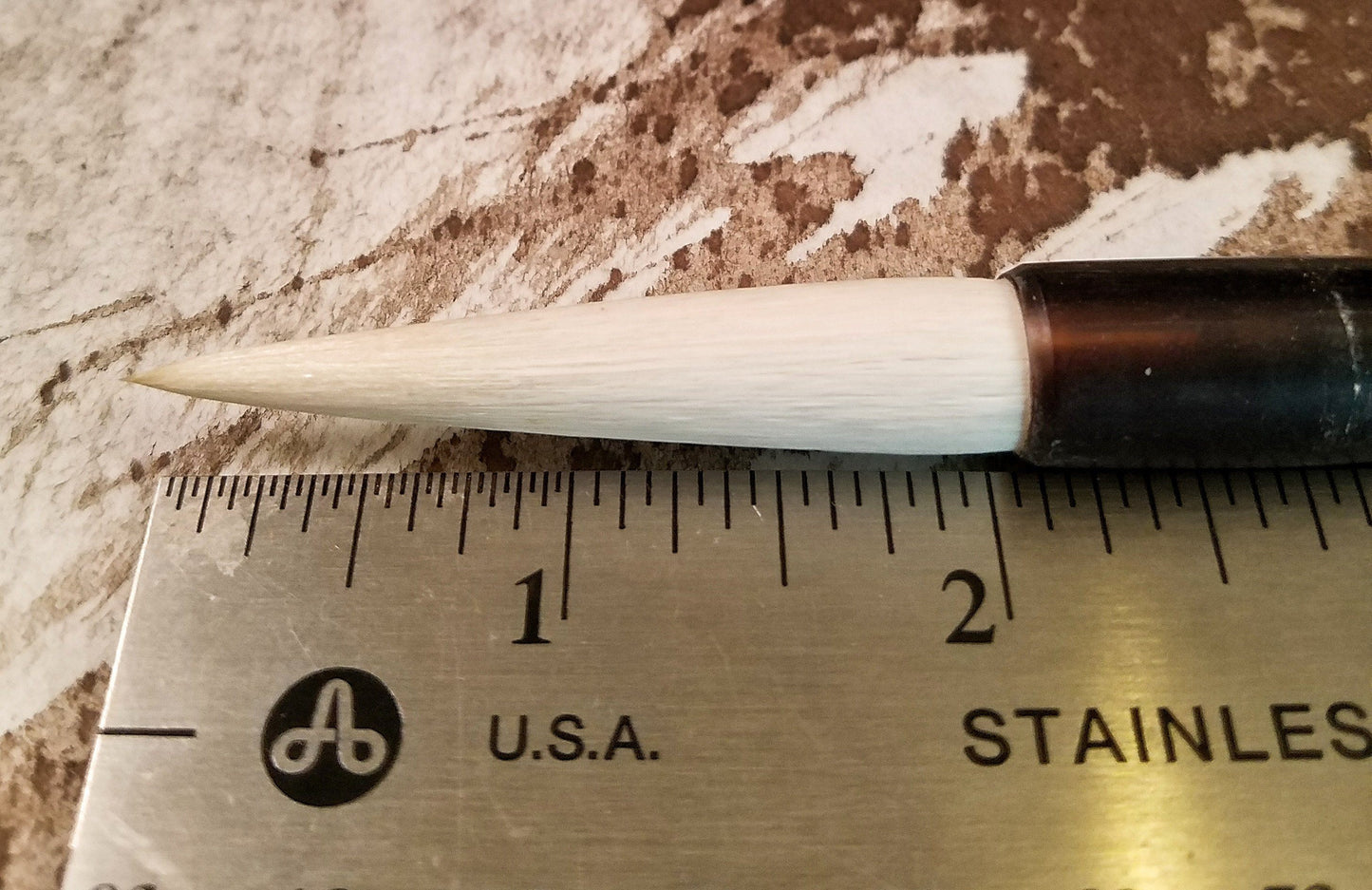 Asian Calligraphy Brush 9 inch Hard Wood Handle and 2 inch Natural Lamb Bristles - Elizabeth Schowachert Art