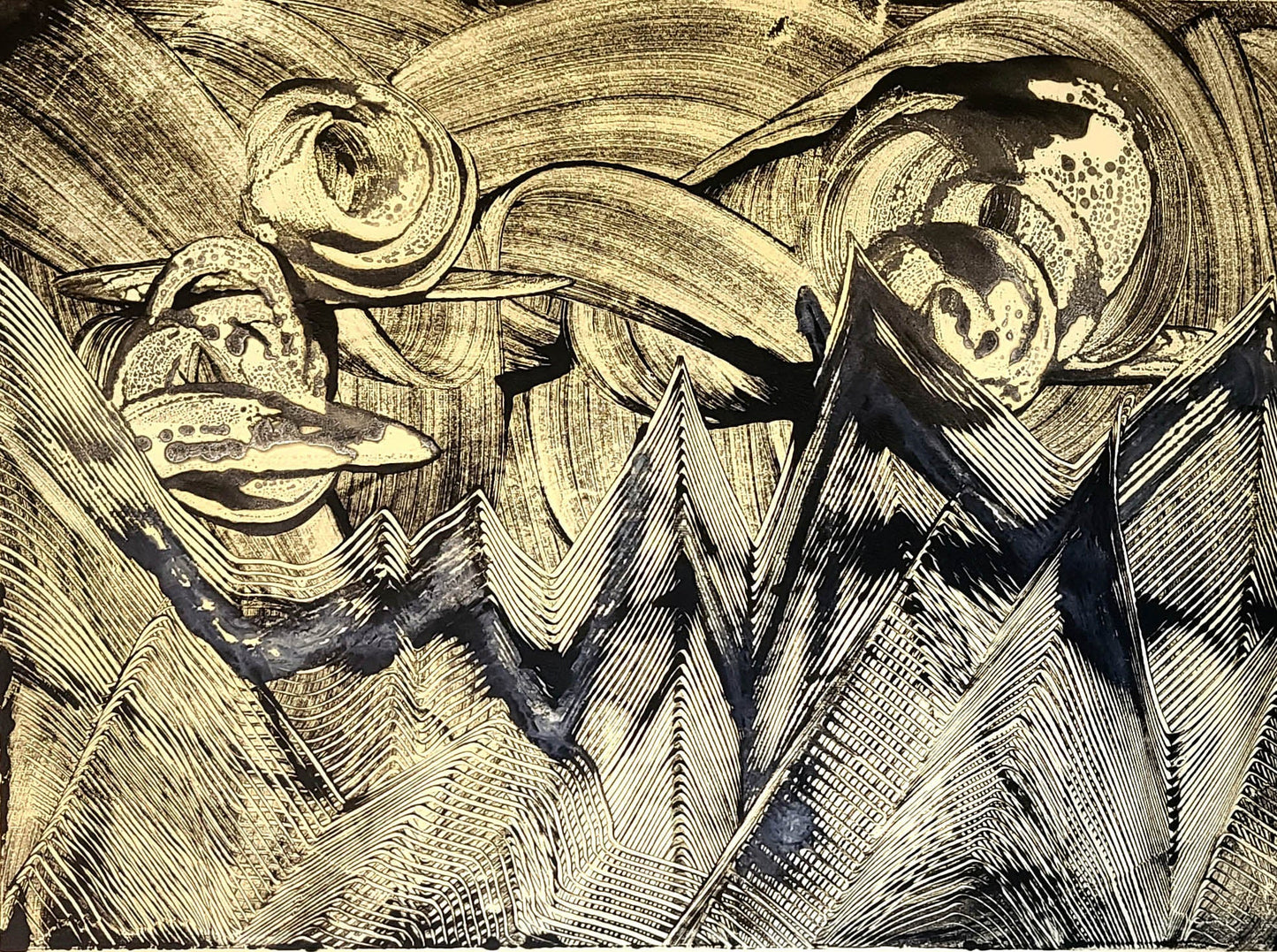 Autumn Wind Encaustic Monotype Print Fine Art Elizabeth Schowachert Art