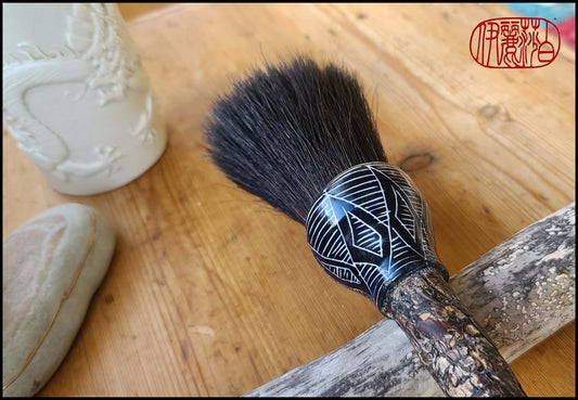 Black Horsehair Sumi-e Paint Brush with Ceramic Ferrule Art Supplies Elizabeth Schowachert Art