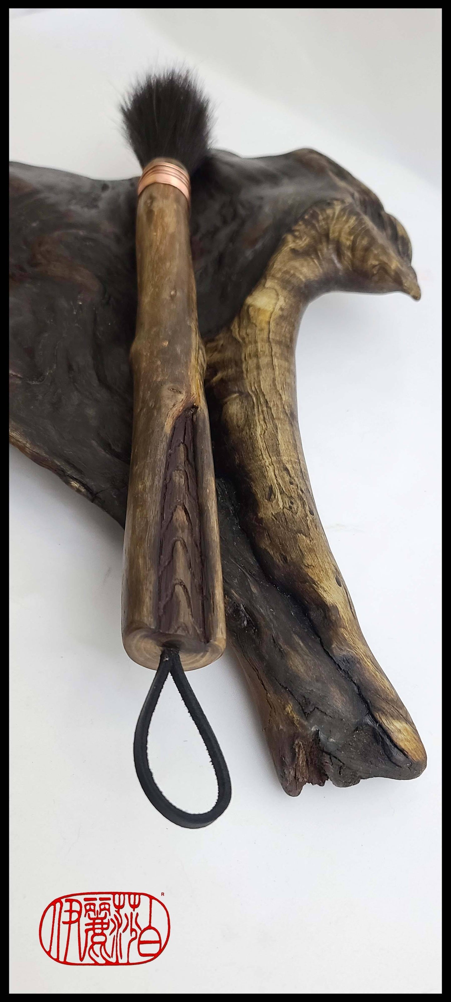 Black Horsehair Sumi-e Paint Brush with Driftwood Handle Art Supplies Elizabeth Schowachert Art