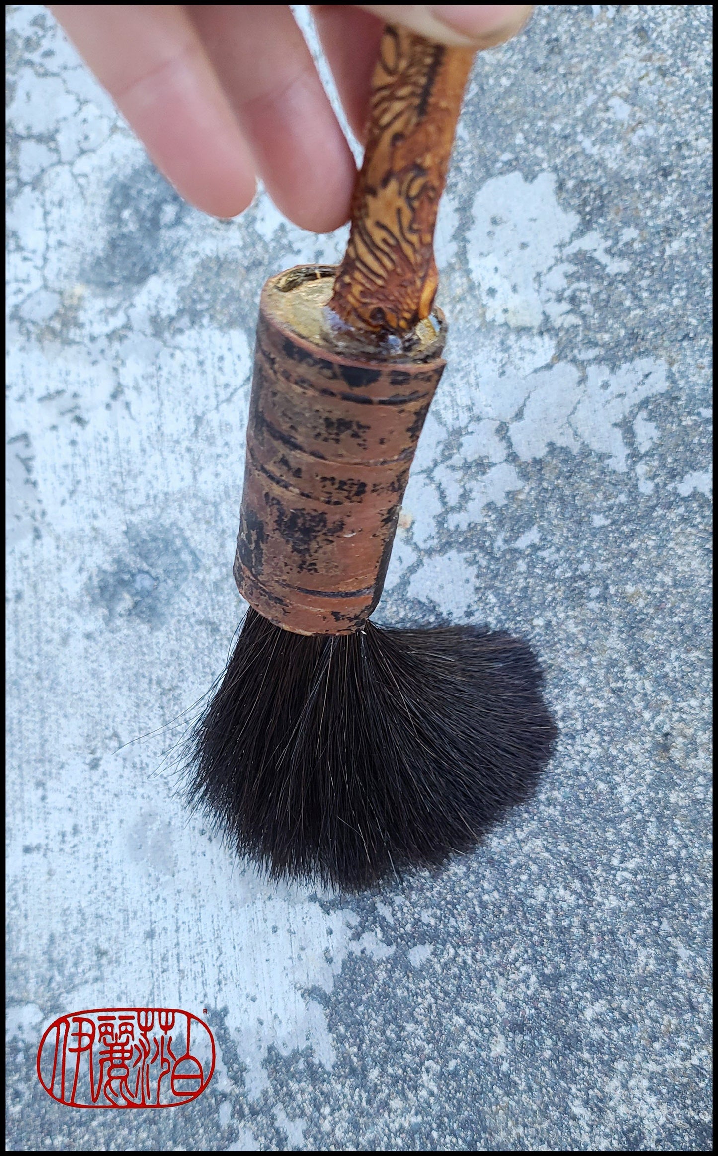 Black Horsehair Sumi-e Paint Brush with Wormwood Handle Art Supplies Elizabeth Schowachert Art