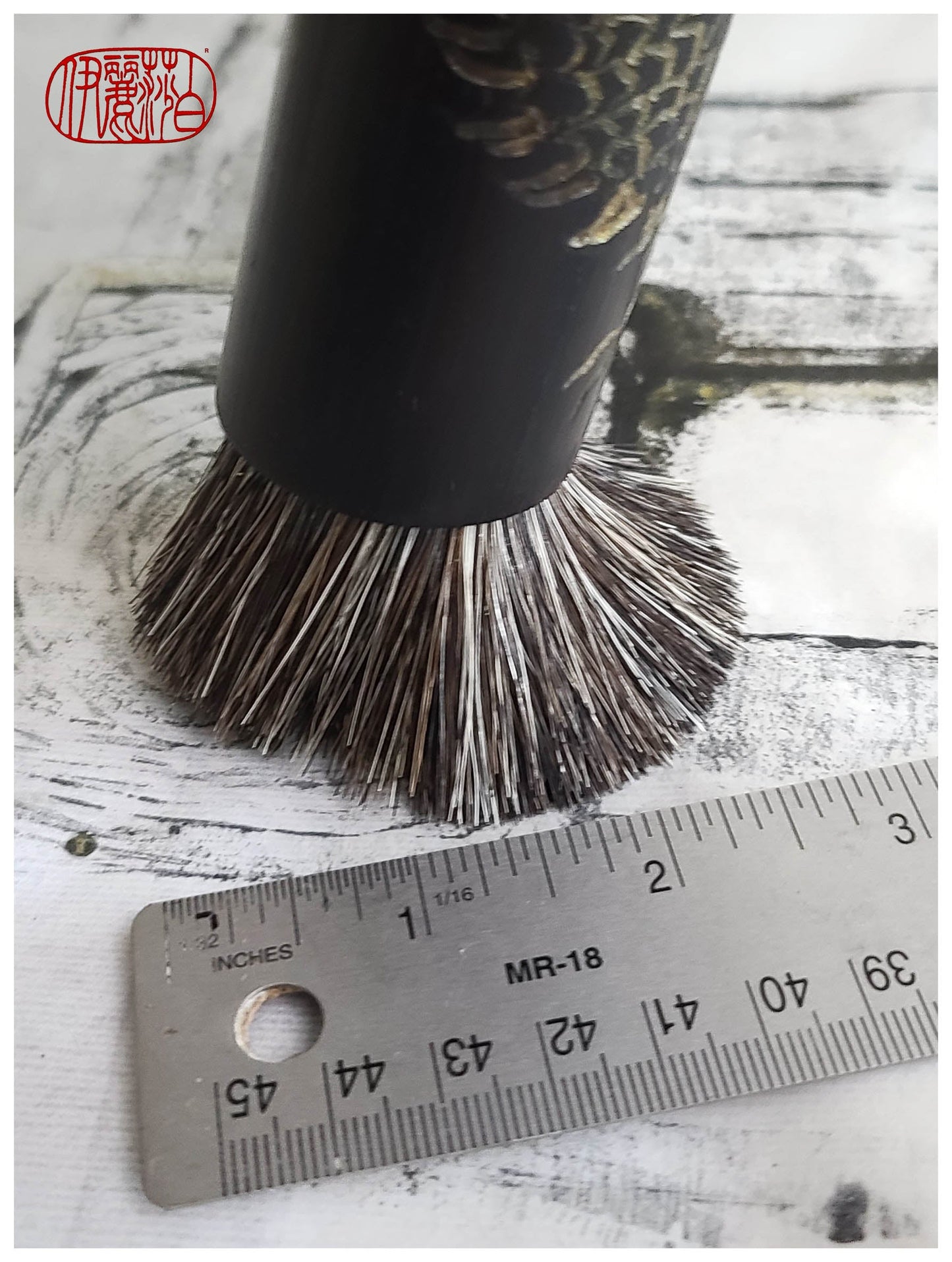 Blunt Horsehair Sumi-e Brush With Dragon Carving Art Supplies Elizabeth Schowachert Art