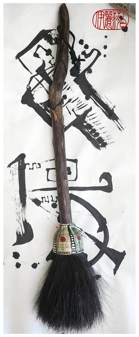 Coarse Black Horsehair Sumi-e Paint Brush With Ceramic Ferrule #SC100 Art Supplies Elizabeth Schowachert Art