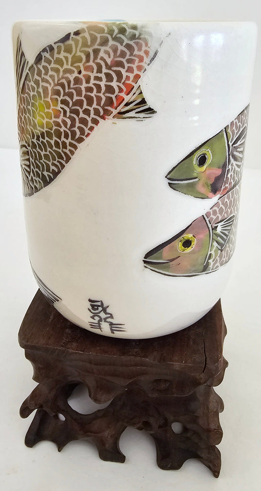 Coral Reef Sgraffito Porcelain Tumbler: Crafted by Kim and Elizabeth Procelain Tumbler Elizabeth Schowachert Art