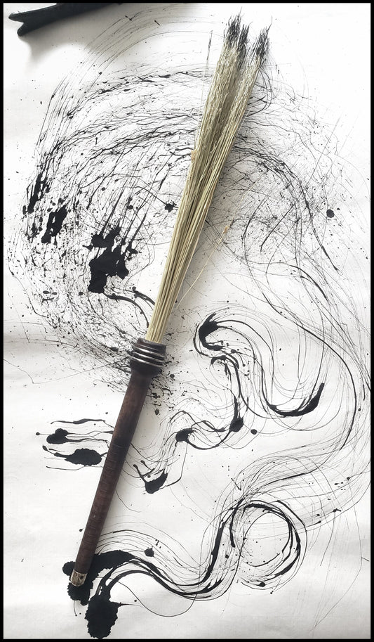 Corn Fiber Paint Brush with Vintage Quill Bobbin Spool Handle - Elizabeth Schowachert Art