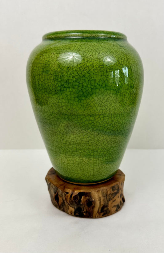 Green Crackle Stoneware Vase Ceramic & Pottery Elizabeth Schowachert Art