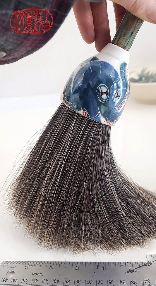 Grey Horsehair Sumi-e Paint Brush with Stoneware Ceramic Ferrule Sumi-e Paintbrush Elizabeth Schowachert Art