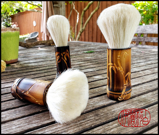 Handmade Chunky Blunt Goat Hair Sumi-e Brushes with Bamboo Handles - Elizabeth Schowachert Art