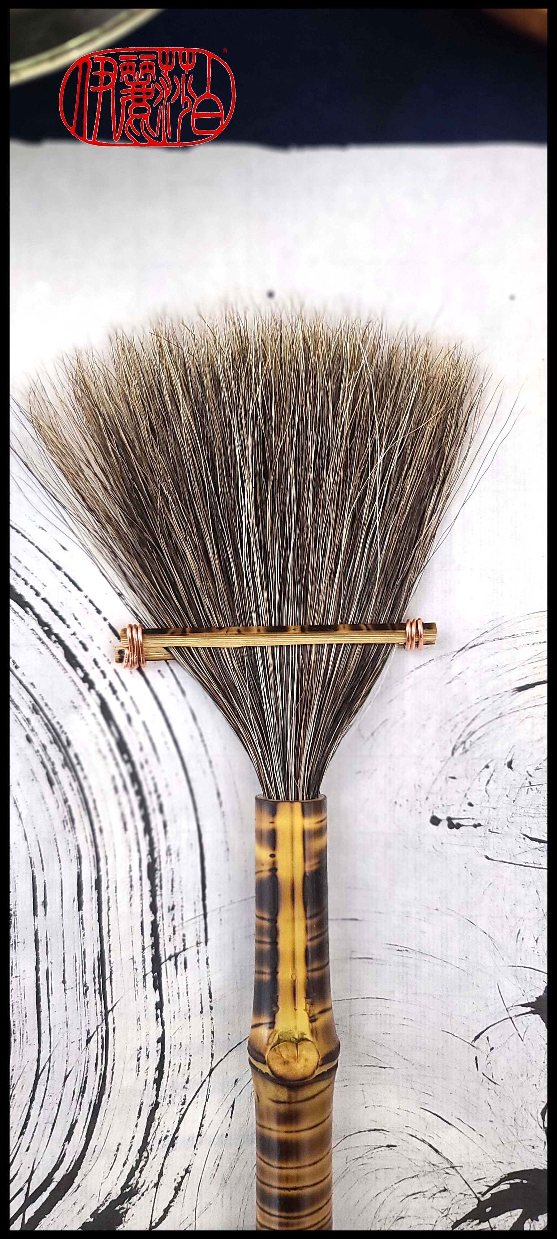 Handmade Fan Brush With Horsehair Bristles and Bamboo Handle