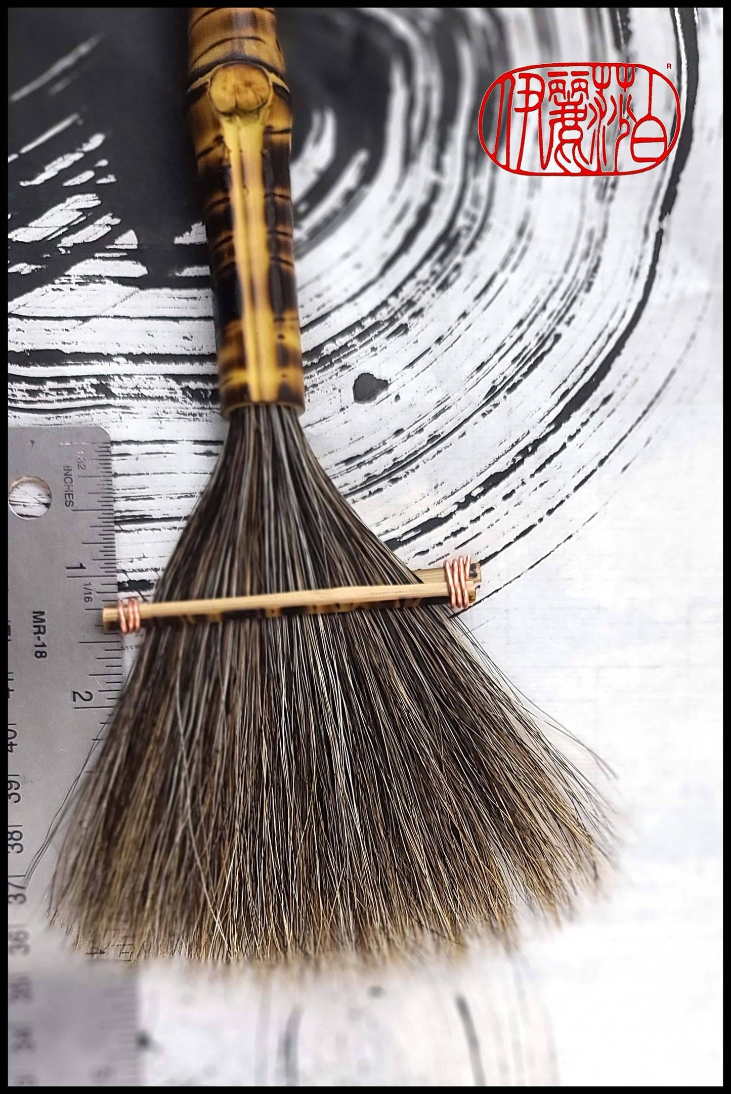 Handmade Fan Brush With Horsehair Bristles and Bamboo Handle Elizabeth Schowachert Art