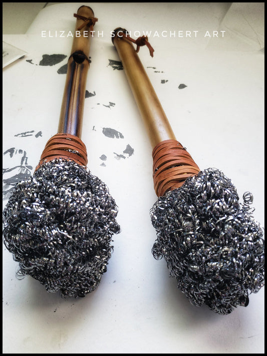 Handmade Metal Head Brushes With Hardwood or Bamboo Handles - Elizabeth Schowachert Art