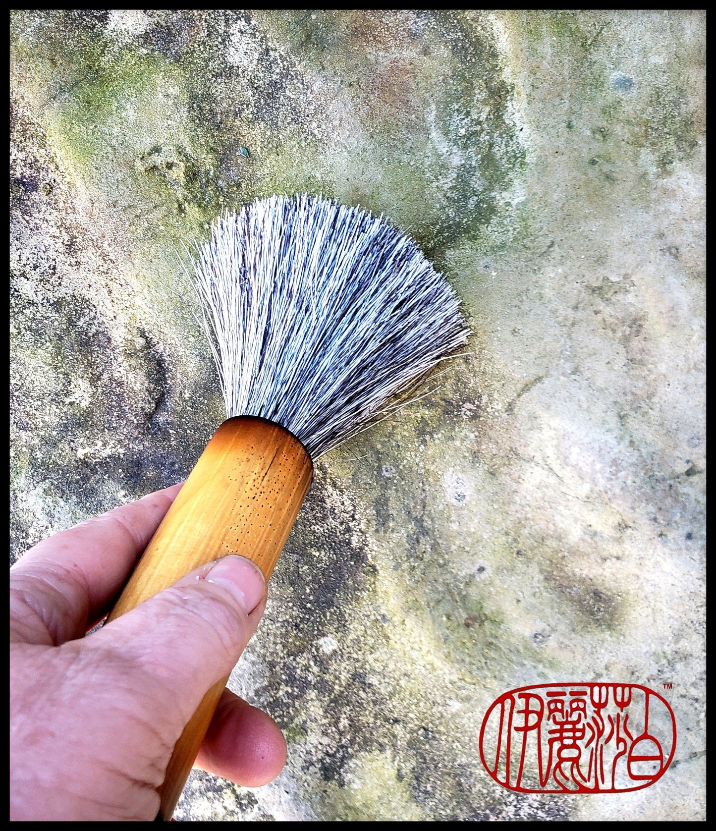 Handmade Paint Brush 3 inch Grey Horse Hair Bristles, with A 4 inch Bamboo Handle - Elizabeth Schowachert Art