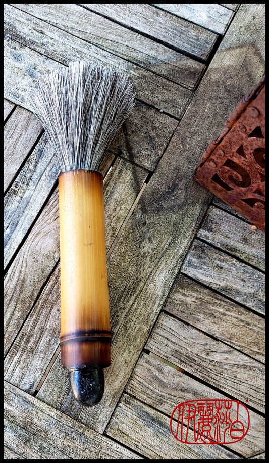 Handmade Paint Brush 3 inch Grey Horse Hair Bristles, with A 4 inch Bamboo Handle - Elizabeth Schowachert Art