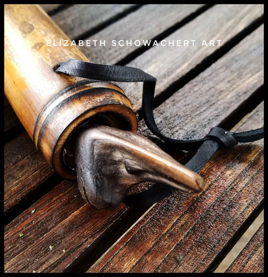 Handmade Paint Brush 3 inch White Horse Hair Bristles, on a 9 inch Bamboo Handle - Elizabeth Schowachert Art