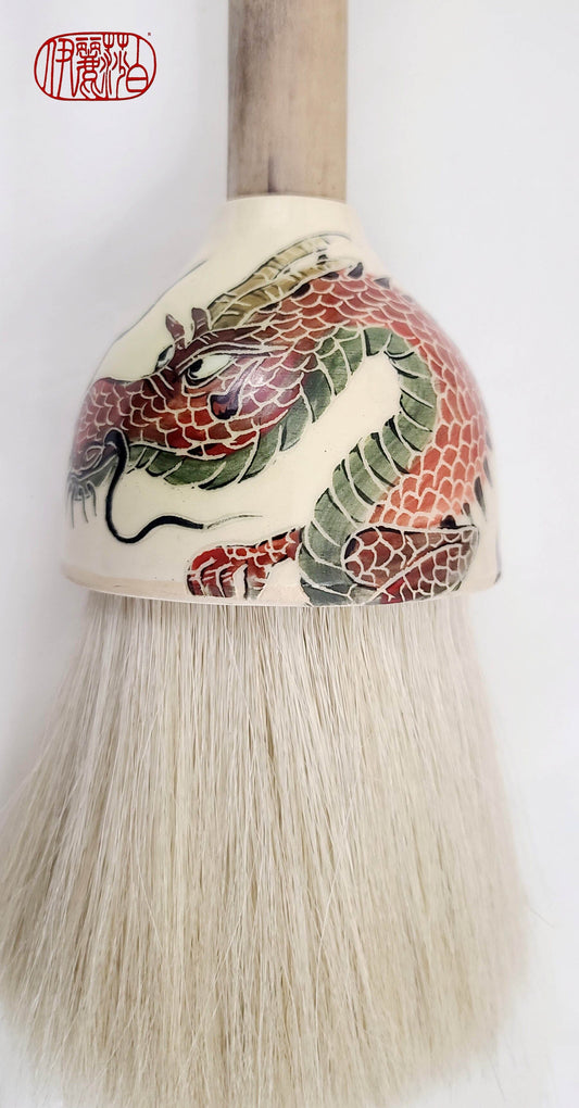 Large 5" White Horsehair Sumi-e Paint Brush With Ceramic Ferrule LPS52 Paintbrush Elizabeth Schowachert Art