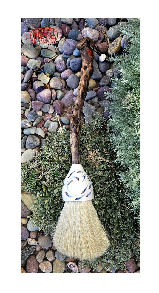 Large 5" White Horsehair Sumi-e Paint Brush With Driftwood Handle Paintbrush Elizabeth Schowachert Art