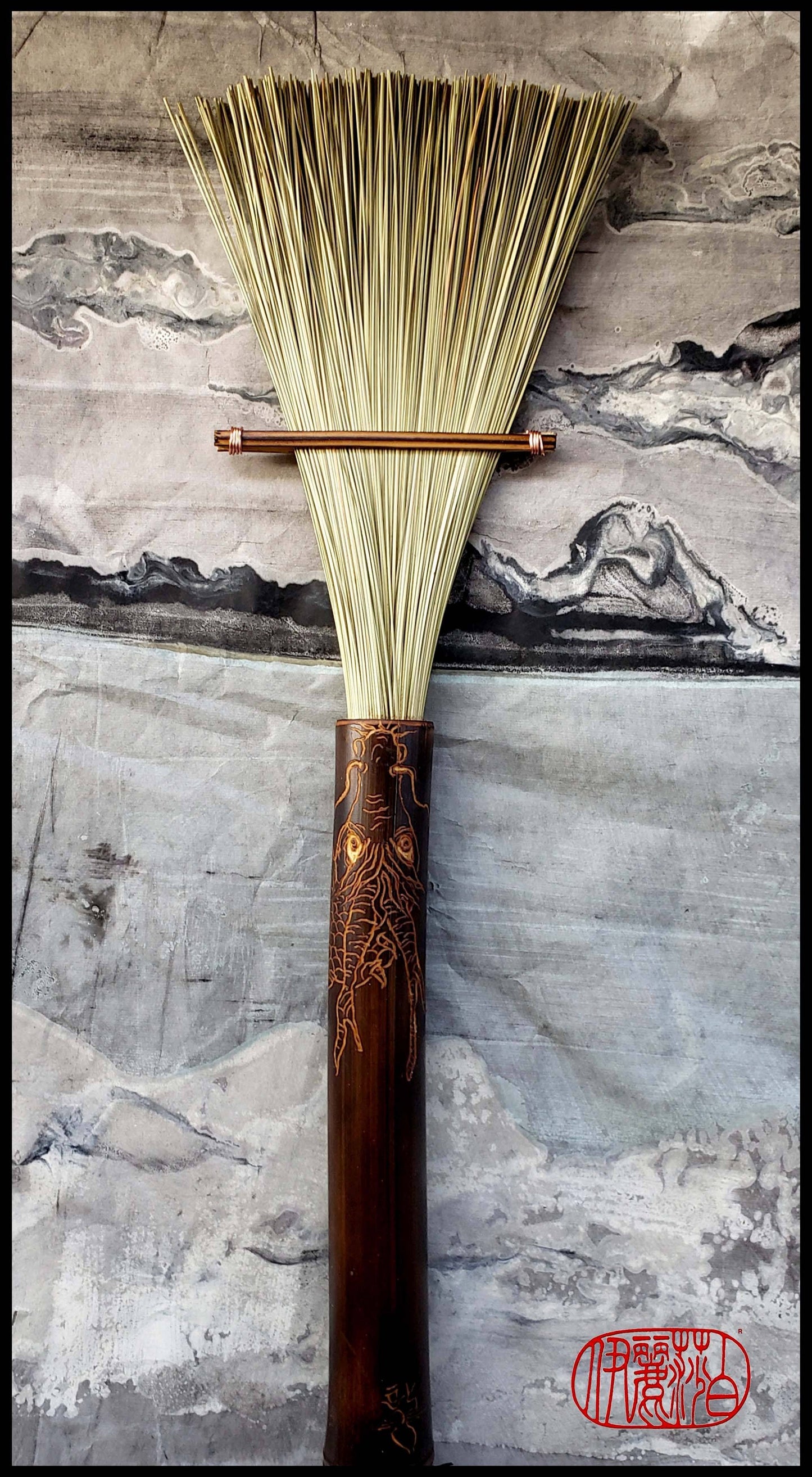 Large African Fiber Fan Paint Brush with Bamboo Handle Art Supplies Elizabeth Schowachert Art