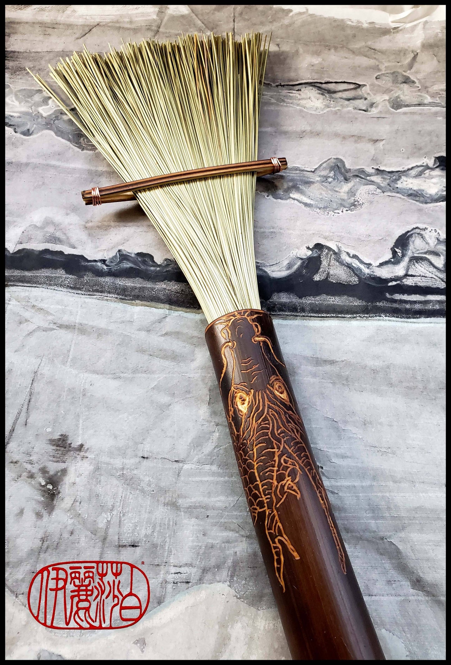 Large African Fiber Fan Paint Brush with Bamboo Handle Art Supplies Elizabeth Schowachert Art