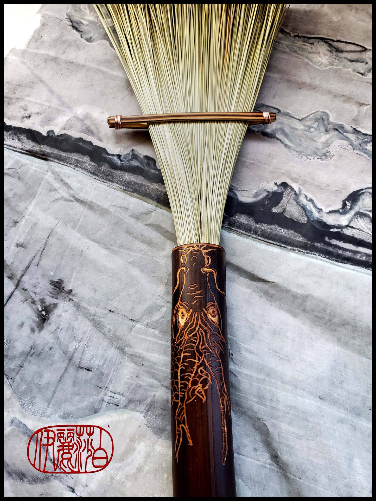 Large African Fiber Fan Paint Brush with Bamboo Handle Art Supplies Elizabeth Schowachert Art