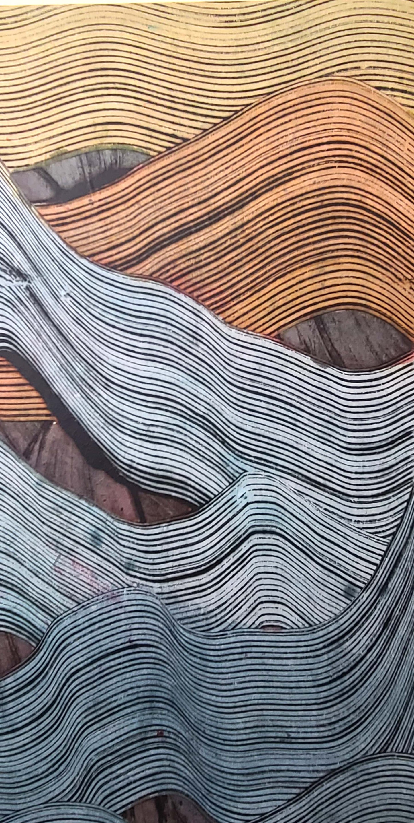 Mountain Scapes #1 Encaustic Monotype Original 20X16 Fine Art Elizabeth Schowachert Art