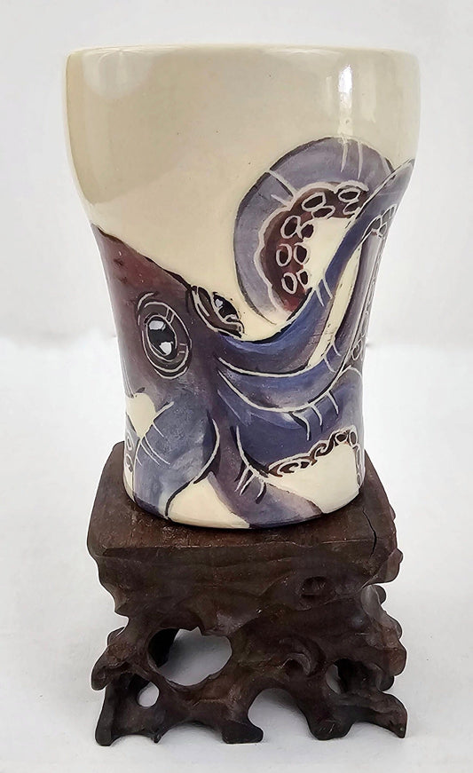 Octopus Stoneware Tall Drinking Cup: Crafted by Kim and Elizabeth Coffee Mug Elizabeth Schowachert Art